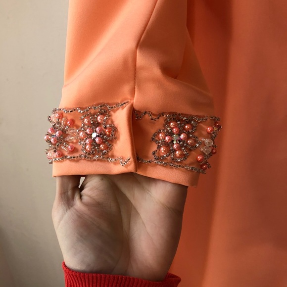 Long evening gown dress modest style peach pink - Picture 7 of 10